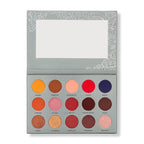 | 15 color pigmented blendable eyeshadow palette with mirror, warm neutral matte shimmery shades, travel size makeup