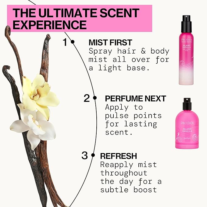 Pacifica Beauty Island Vanilla Spray Perfume – Sweet Tropical Vanilla Gourmand Scent, Long Lasting Everyday Signature Fragrance for Women, Non-Toxic, Vegan, Cruelty-Free Clean Perfume 2oz