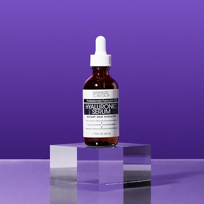 Advanced Clinicals Hyaluronic Acid Serum For Face | Moisturizing Facial Skin Care Products | Hydrating Serum For Face Helps Improve Look Of Wrinkles, Fine Lines, & Uneven Dry Skin Texture, 2-Pack