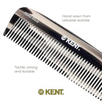 Kent 12T Graphite Wide Tooth Detangling Comb - 5.5" Handmade Pocket Comb for Thick, Curly, and Wavy Hair, Large Tooth Grooming Combs for Hair, Beard, and Mustache - Saw-Cut and Hand Polished