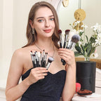 Bueart Design Pro makeup Artist 34Pcs Deluxe Real Goat Hair Horse hair Makeup Brushes Set with extra Large Holder High End Professional labeled makeup brush set with natural Pony Hair