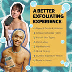 GOSHI Exfoliating Shower Sponge - Rip-Resistant, Rapid-Drying Exfoliating Bath Sponge for All Skin Types - Moss Green - Made in Japan