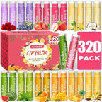 320 Pcs Lip Balm Bulk, 12 Flavored Pack of Lip Balms Natural Lip Balm Pack, Moisturising Organic Lip Balm Set for Cracked Lips, Bulk Gifts Stocking Stuffers Party Favors(4.2g/0.15oz)