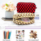 Pazimiik checkered makeup bag for