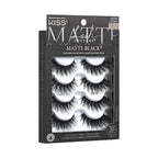 KISS Lash Couture Matte Black Faux Mink Eyelashes Multipack, Matte Twill, Black, Natural Looking, Cruelty-Free & Vegan, Holds Curl, Comfortable, Seamless, Knot-Free Band | 4 Pairs