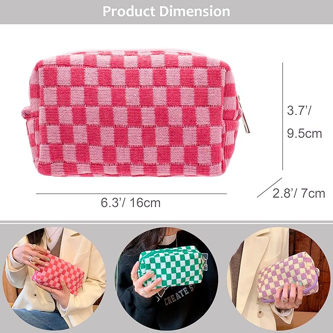 Pazimiik checkered makeup bag for