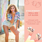 Roller Girl Roll-On Lip Gloss (Strawberry Amber, 2 Pack) – Lip Gloss for Women with Hydrating Vitamin E & Moisturizing Shine, Refreshingly Lightweight Your Lip Stain, Non Stick Gloss