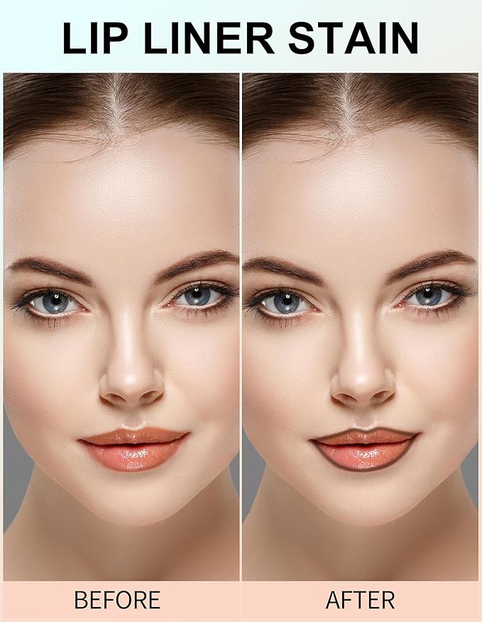 Erinde Peel Off Lip Liner Stain, Long Lasting Tattoo Lip Liner with Tweezer, Matte Finish Peel Off Lip Stain, Waterproof Transfer Proof Lip Stain Peel Off, Non-Stick Cup Nude Lip Stain Lipliner, 04