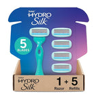 Schick Hydro Silk Ultra Sensitive Razor for Women | Womens Razor for Sensitive Skin, 5 Blade Razors for Women, Womens Razors for Shaving, Includes 1 Handle & 5 Refills