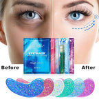 Under Eye Patches(12 Pairs), 6 Color Marine Collagen Eye Mask for Puffy Eyes, Dark Circles, Eye Bags, Wrinkles, Fine Lines.