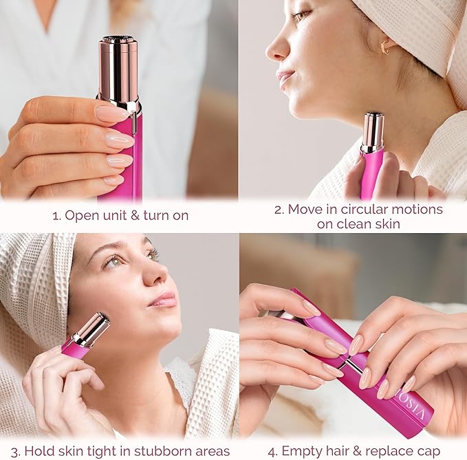 Facial Hair Removal for Women | Electric Razor Device Small Mustache Dermaplaning Remover Tools Tweezers Epilator Trimmer Face Dermaplane Shavers Beauty Gadgets Set Accessories by VISOFO (Rubellite)