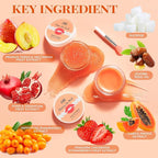 ANAI RUI Lip Balm Mask & Lip Scrub Set, Lip Care Kit, Overnight Lip Treatment with Lip Sleeping Mask & Sugar Lip Exfoliator Scrub, Lip Moisturizer for Dry, Chapped, Dark Lips, Reduce Fine Lines, Peach