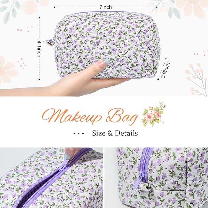 Soidram quilted makeup bag floral