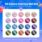 Beetles Cat Eye Gel Nail Polish Set - 20 Colors Nude Pink Green Blue Purple Brown Black Cat Eye Nail Polish Kit with Magnet Base Coat Glossy Matte Top Coat Soak Off UV Salon DIY Gift for Women