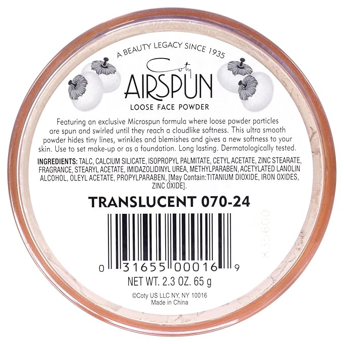 Airspun Coty Loose Face Powder, Translucent, Pack of