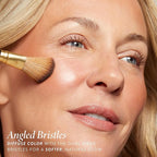 LAURA GELLER NEW YORK Dual-Ended Highlighter Brush - Multipurpose Makeup Brush for Highlighter, Blush, Bronzer and More - Includes Dual-Fiber Vegan Bristles and Satin Paddle for Flawless Application