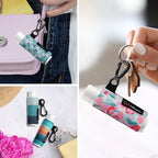 5pcs Lip Balm Holder Keychain Lipstick Sleeves Lip Gloss Holder Chapstick Elastic Sleeves for Men Women(Dot/Strip)