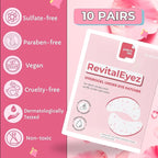 RevitalEyez Brightening Hydrogel Under Eye Patch with Niacinamide, Collagen & Rose Petals for Puffy Eyes, Wrinkles, Dark Circles (10 pairs)