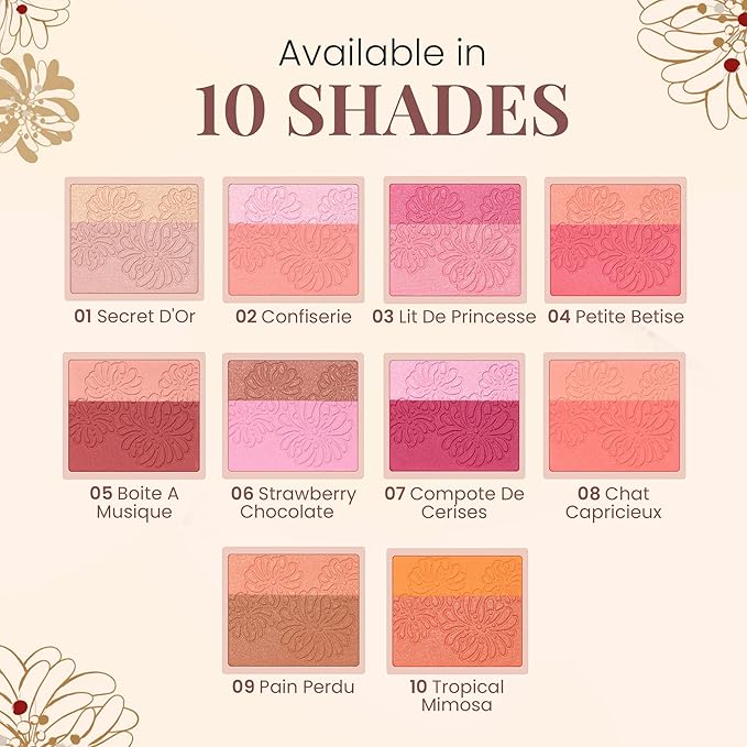 Paul & Joe Pressed Blush Palette Refill Only, Case Sold Separately, Oil-Absorbing Blush Powder, Bi-Color Face Blushes with Fitting Veil Powder, Light Pink and Light Orange, 02 Confiserie, 0.17 oz