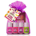 Piggy Paint | 100% Non-Toxic Girls Nail Polish | Safe, Cruelty-free, Vegan, & Low Odor for Kids | Cutie Fruity (4 Polish + Nail Art Gift Set)