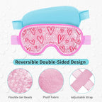 2PCS Cooling Eye Mask Gel Eye Mask, Reusable Hot Cold Therapy cold eye mask for Post Surgery, Puffiness, Dark Circles, Eye Bags, Dry Eyes, Migraines with Soft Plush Backing (Heart+Snowflake)