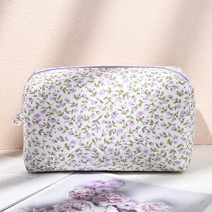 Soidram floral makeup bag quilted