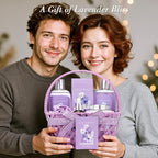 Mothers Day Gifts for Mom - 8 Pcs Lavender Bath & Body Gift Set for Women, Spa Gift Basket with Bath Bomb | Christmas, Birthday Gifts, Self Care & Pampering Gifts for Her, All Occasion Holiday Present