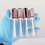 COSIDEA 15pcs Round Empty 5ml 0.17oz lip gloss tubes with wand and Gradient pink leather slope cap Lipgloss tube containers for lip oil packing