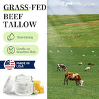 Grass-Fed Beef Tallow for Skin Made in USA, Absorbent, Soothing Tallow and Honey Balm, Smoother Beef Tallow for Face, Whipped Beef Tallow Moisturizer, Tallow Cream (2oz. Vanilla Scented)