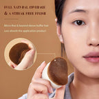 Jessup Foundation Brush with Makeup Sponge Set, 1pc Flat Top Kabuki Brush and 3pcs Make up Sponges for Concealer Blending Blush Powder Buffing Stippling with Gift Box, T505