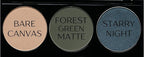 Off White, Matte Medium Green, and Glitter Navy Blue Green Vegan Eyeshadow Trio Palette; Talc, Paraben & Cruelty Free