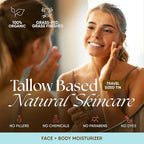 Eat My Face Tallow Face Moisturizer - Beef Tallow for Face Neck & Body, Beef Tallow Moisturizer, Organic Beef Tallow Face Cream, Grass Fed Beef Tallow for Skin, Made in USA - Tallow Cream, 4.0 fl oz