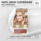 L’Oreal Paris Excellence Universal Nudes Permanent Hair Color, Ammonia Free Hair Dye for Gray Hair Coverage, 8N Natural Blonde, 1 Hair Dye Kit