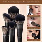 Jessup Makeup Brushes Set Jessup Make up Brushes 14Pcs Black Kabuki Foundation Eyeshadow Contour Concealer Powder Eyeliner Crease Eyebrow Blending Brush with Gift Box, T336-G