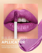 MAKI YIKA Purple Lipstick for Women Metallic Lipsticks Glitter Long Lasting Lipstick No Smudge No Transfer Liquid Pink Lip Gloss (BR07 Promise Me)