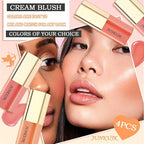 4PCS Liquid Blush,Soft Lightweight Cream Face Blush,Moisturizing Long & Eye
