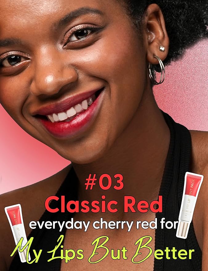 LIP My Tint Pack - Korean Lip Stain Peel Off Pack | Kiss-Proof Korean Lip Tint Long Lasting Lip Stain Marker | Waterproof Lip Stain Peel Off Lipstick (03. Classic Red, 0.50 Fl Oz)