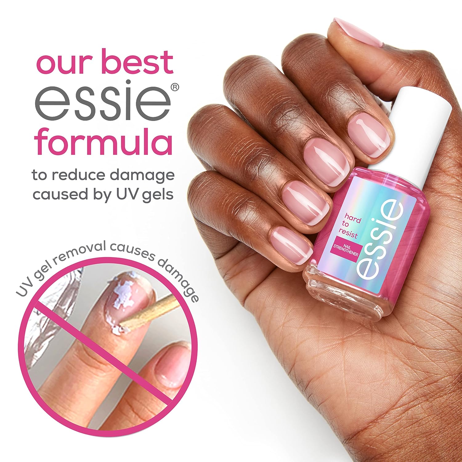 Essie Nail Strengthening Set, Hard To Resist Nail Strengthener, Glow & Shine, Neutralize & Brighten, 0.46 Fl Oz Each
