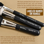 Makeup Artist MUST HAVES 42Pcs Makeup Brushes Set with Real Natural Goat Hair By BUEART DESIGN (42Pcs Matte Pearl Black)