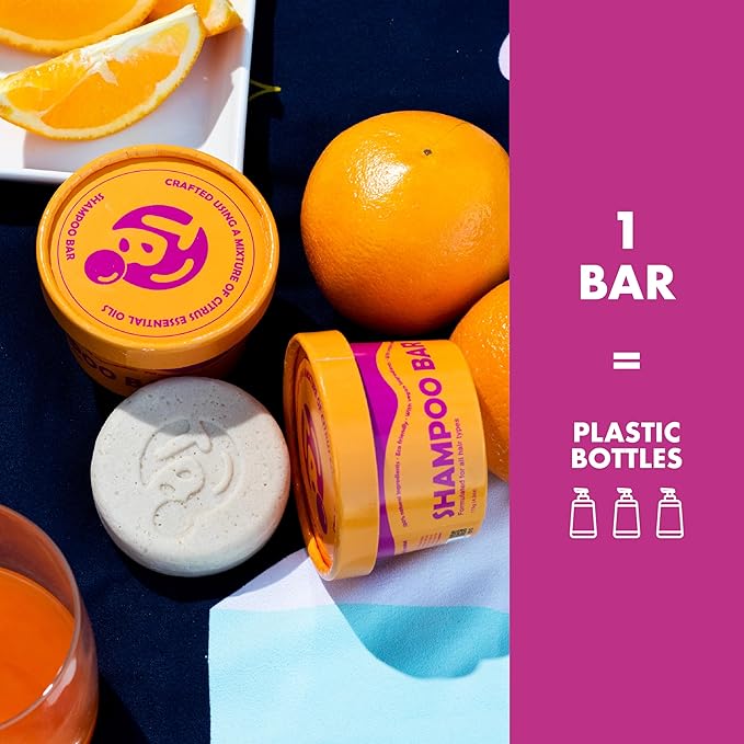 Vitamin B5 Shampoo & Conditioner Bar Set Bundle – Citrus Essential Oils + Argan Oil – Volumizing, Nourishing & Strengthening – Sulfate & Paraben Free – 7.8oz