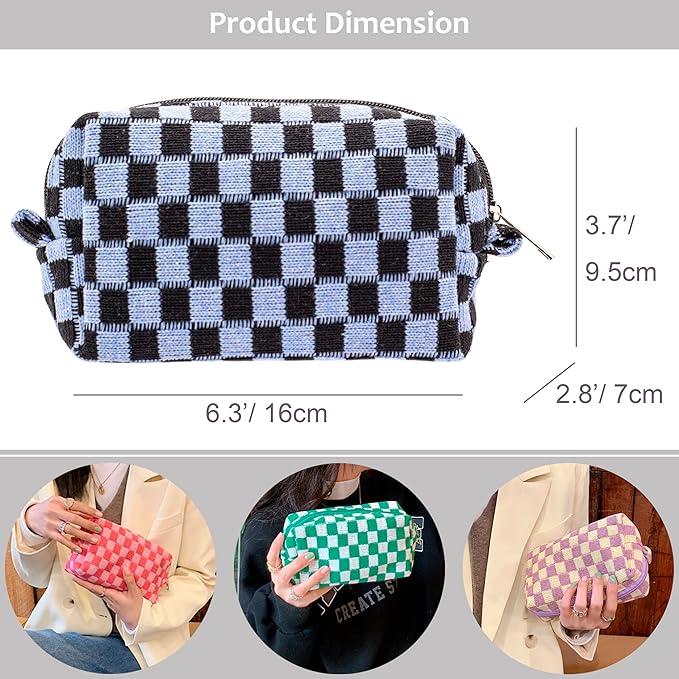 Pazimiik checkered makeup bag for