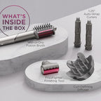 Shark FlexFusion Hair Dryer with Fusion Hair Brush, Diffuser, Ceramic Air Styler with Auto-Wrap Hair Curlers, Ceramic Plates, Metallic Mist HD642