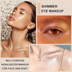 Face Highlighter Palette with Mirror, 8 Colors Glitter