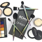 RCMA Makeup x Omnia Professional Makeup Brush 5pc Set, Premium Synthetic Fiber, Iridescent Acrylic Handle, Face Powders, Complexion and Foundation Blending Application Brush set.