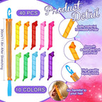 Yilloog 40 Pieces Hair Curlers Kit Heatless Spiral Curlers Tools with 2 Styling Hooks and 1 Storage Bag Multicolor Magic Curls Rollers for Women Long Medium Short Hair Classic Style