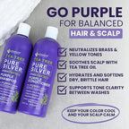 Tea Tree Purple Shampoo & Conditioner Set for Blonde, Bleached, Silver & Grey Hair, Anti-Brass Toner, Boosts Highlights & Color, Revitalizes, Relieves Itchy Scalp & Salon-Grade Hair Toner.
