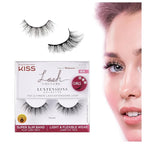 KISS Lash Couture LuXtensions Collection False Eyelashes, Flat Lash Technology, Super Slim Lash Band, Real Lash Extension Fibers, Reusable, Contact Lens Friendly Strip Lashes, Style 'Velvet', 1 Pair
