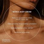 Advanced Clinicals Retinol Body Cream Moisturizer + Exfoliating 10% Glycolic Acid & Lactic Acid Lotion 2PC Skincare Set For Women & Men To Reduce Appearance Of Crepey Skin & Uneven Rough Skin Texture