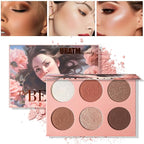 6 Color Rosé Blush Palette, Velvety Fine Texture,