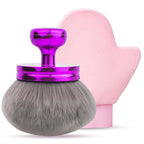 Self Tanner Brushes- Extra Large Body Kabuki Brush & Tanning Mitt, 2 Pcs, Big Body Makeup Brush for Legs, Face, Soft Self Tanning Glove Applicator for Fake Tan, Foundation, Lotion, Makeup (Purple)